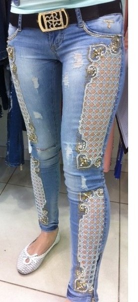 Турецкие джинсы женские со стразами